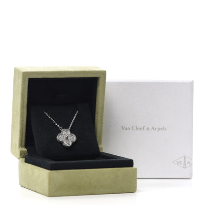 Van Cleef & Arpels 18K White Gold Diamond Vintage Alhambra Pendant Necklace 8 of 8