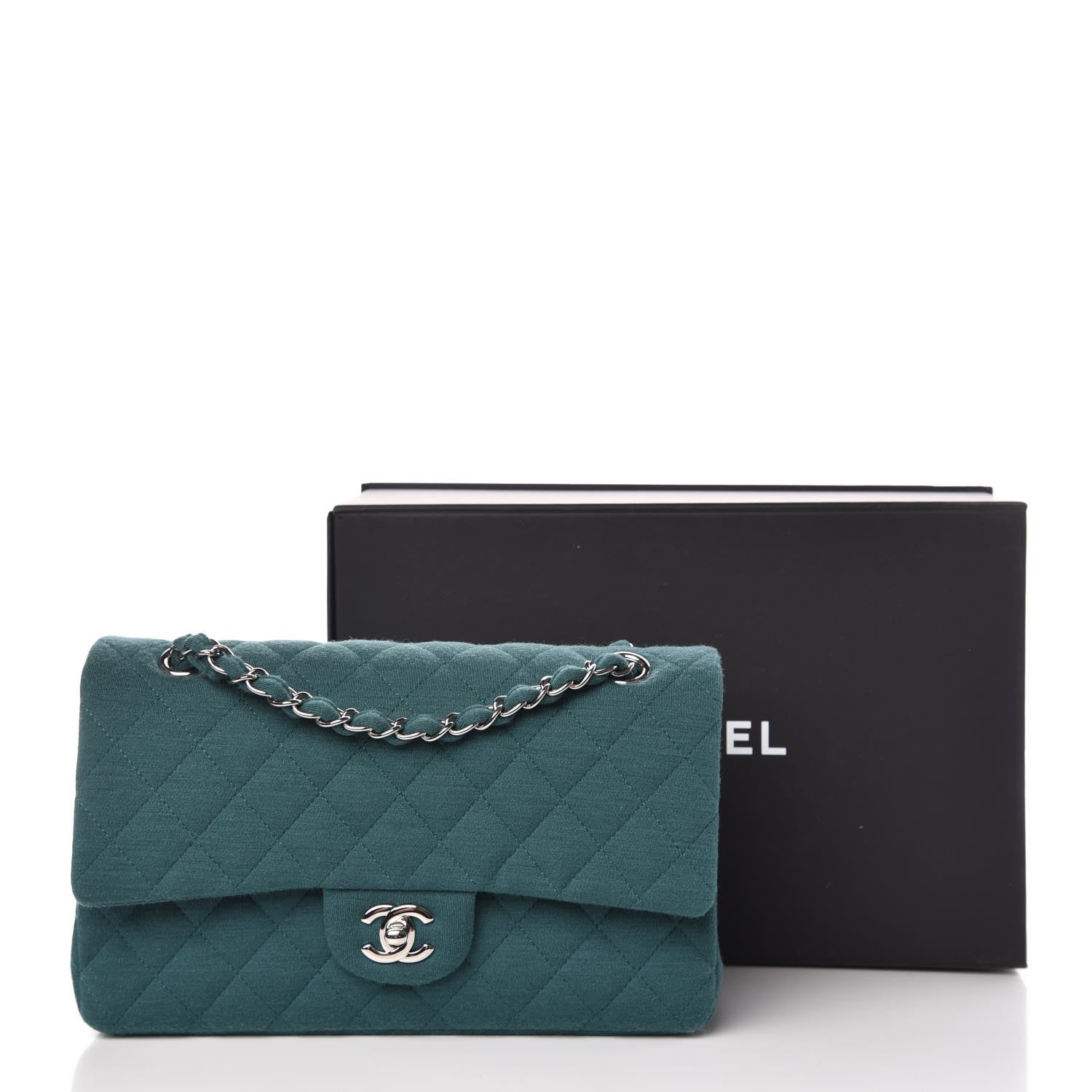 Chanel Jersey Quilted Medium Double Flap Green 10 of 10