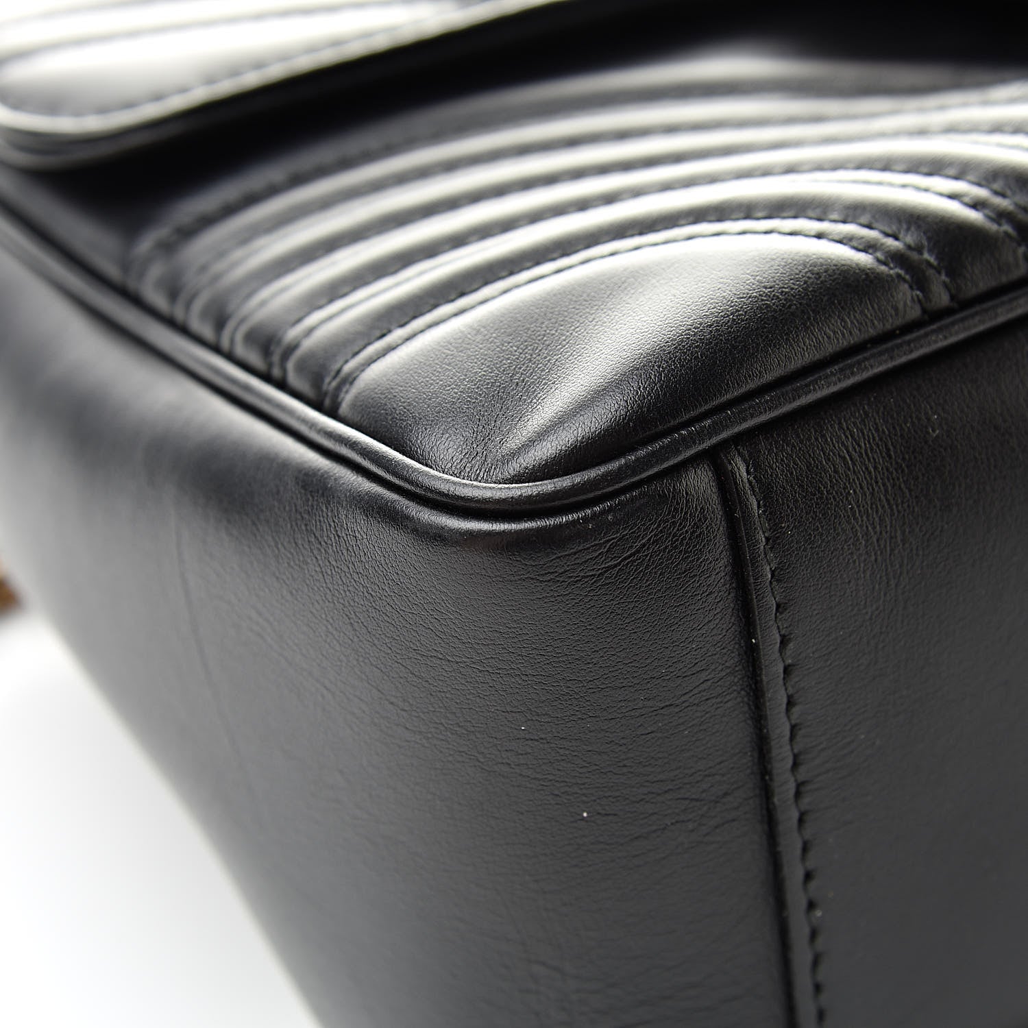 Gucci Calfskin Matelasse Small GG Marmont Top Handle Shoulder Bag Black 9 of 17