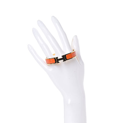 Hermes Enamel Narrow Clic Clac H Bracelet PM Orange 2 of 5