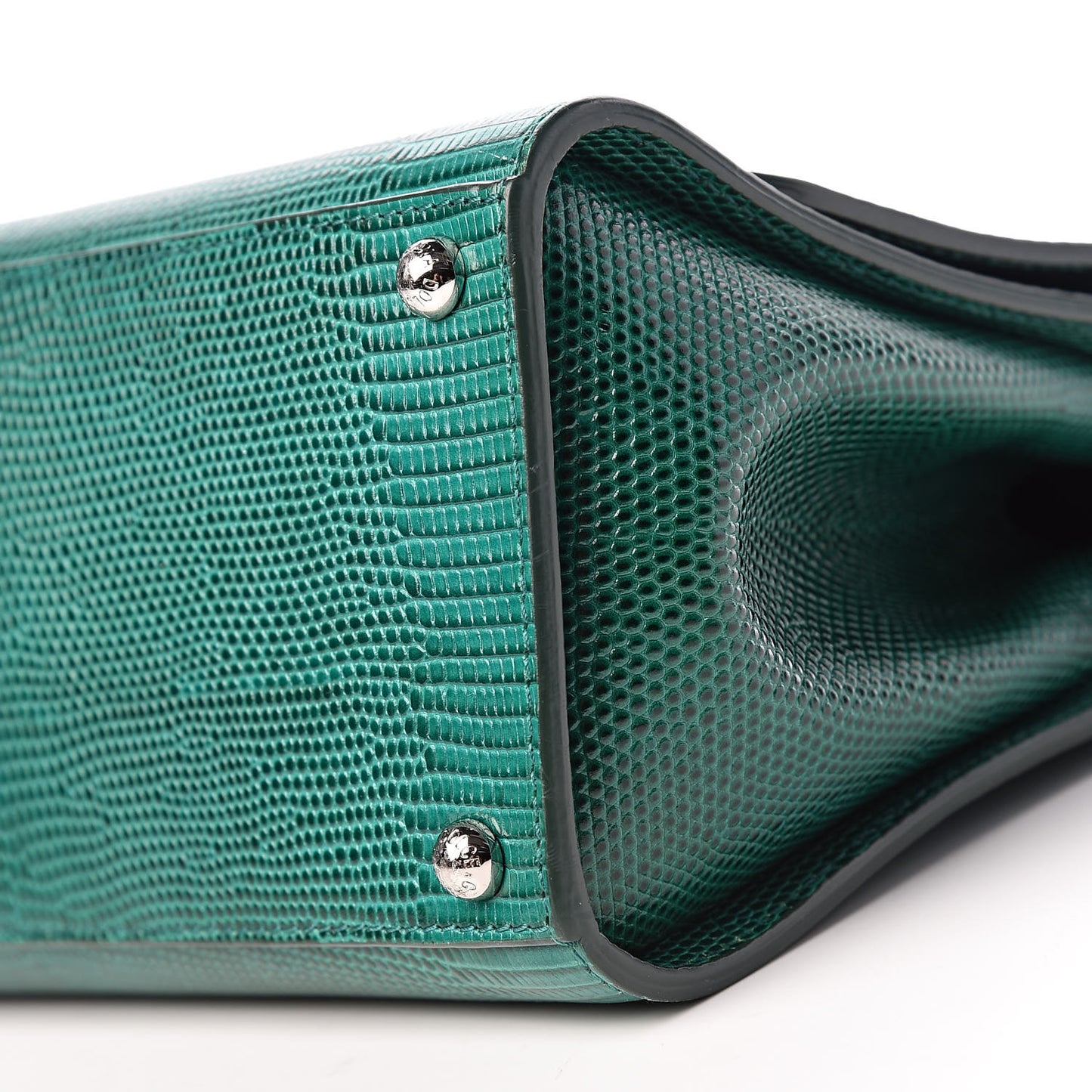 Lizard Calfskin Embossed Small Monica Top Handle Bag Green
