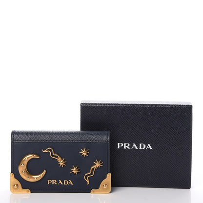 Prada City Calf Saffiano Cahier Astrology Card Case Baltico 8 of 8
