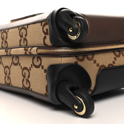 Gucci Monogram Jumbo GG Textured Dollar Calfskin Web Small Savoy Cabin Trolley Camel Ebony New Acero 8 of 10