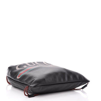 Gucci Calfskin Logo Drawstring Backpack Black 5 of 11
