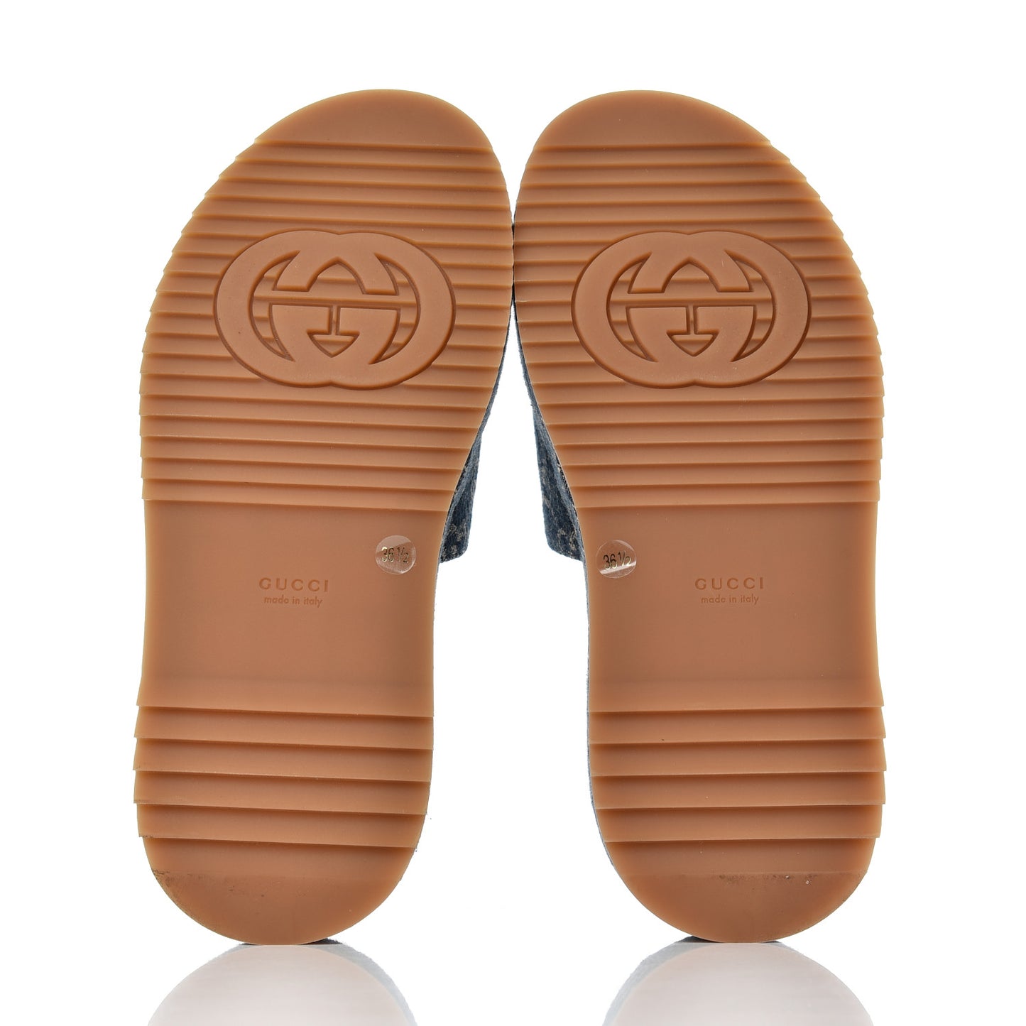 New Denim GG Monogram Angelina Platform 55mm Slide Sandals 36.5 Blue Tea