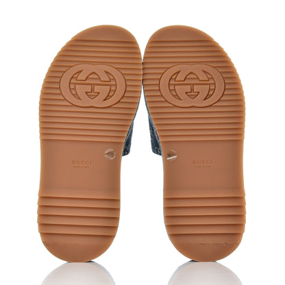 Gucci New Denim GG Monogram Angelina Platform 55mm Slide Sandals 36.5 Blue Tea 5 of 10