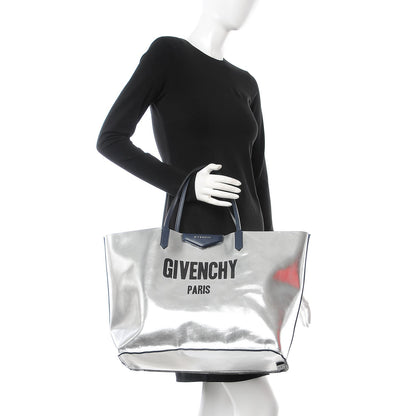 Givenchy Metallic Calfskin Suede Ombre Large Reversible Antigona Tote Blue Silver 2 of 8