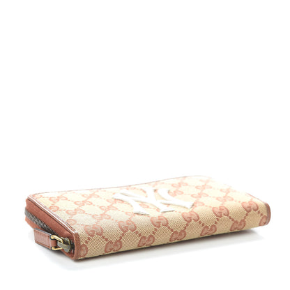 Gucci X MLB GG Monogram NY Yankees Zip Around Wallet Beige Ruggine Ivory 4 of 8