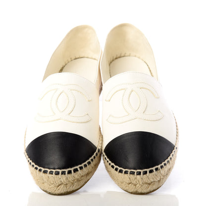 Chanel Lambskin CC Espadrilles 38 White Black 5 of 10