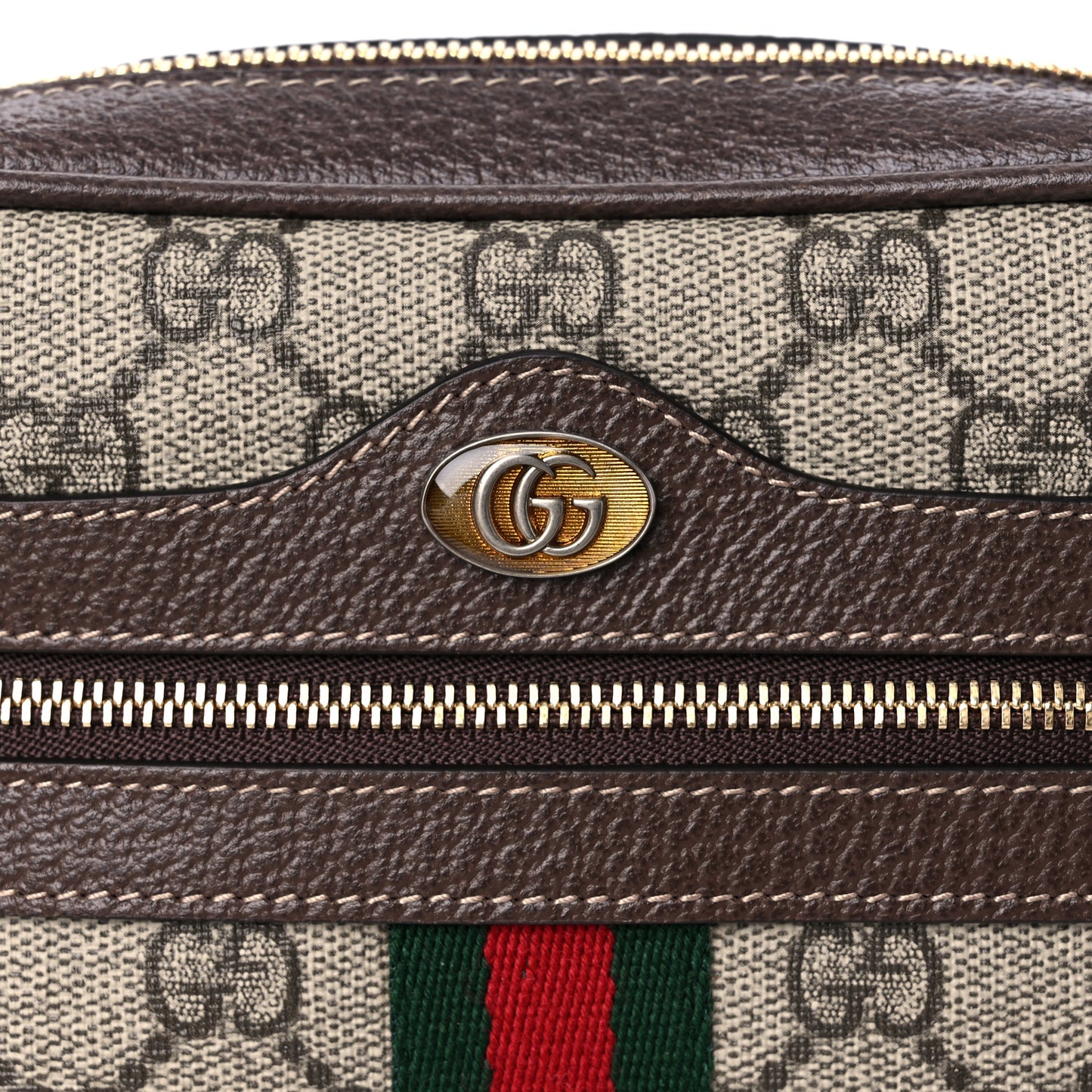 GG Supreme Monogram Web Mini Ophidia Shoulder Bag Brown