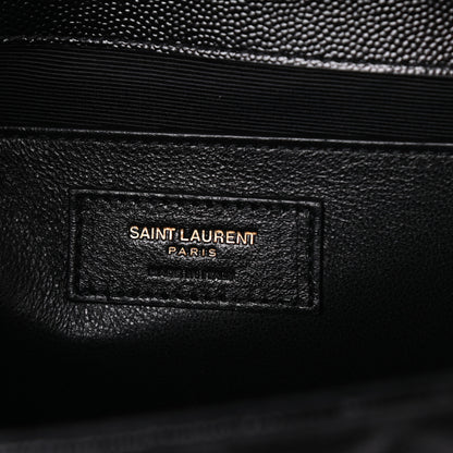 Saint Laurent Grain De Poudre Textured Mixed Matelasse Triquilt Medium Monogram Satchel Black 6 of 9