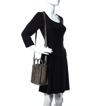 Celine Drummed Calfskin Nano Luggage Souris 2 of 10