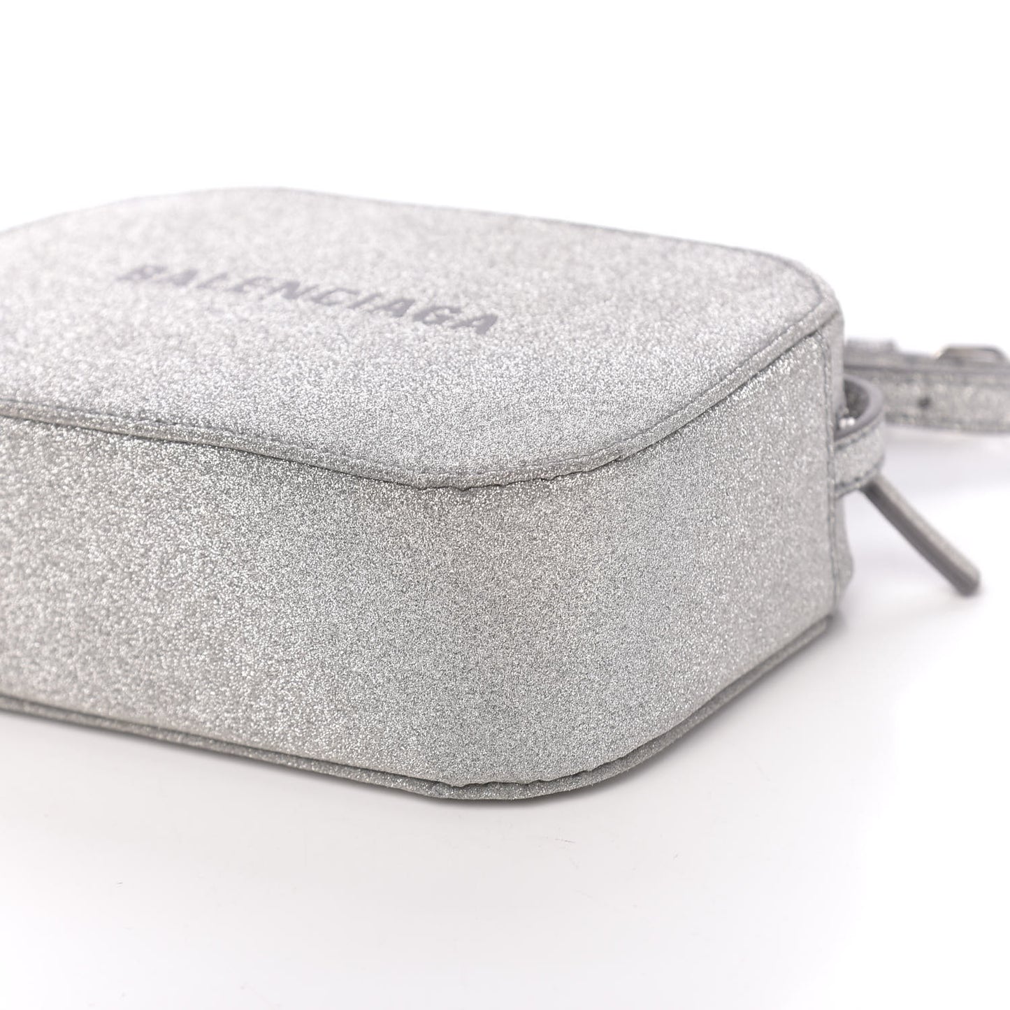 Glitter Calfskin Logo XS Everyday Camera Bag Silver