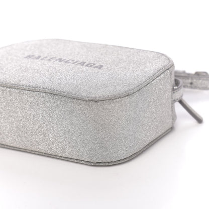 Balenciaga Glitter Calfskin Logo XS Everyday Camera Bag Silver 9 of 10
