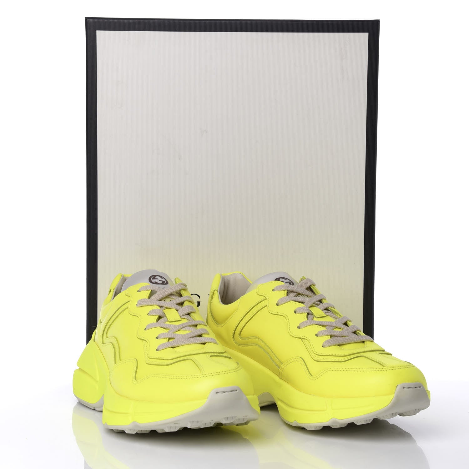 Gucci Calfskin Mens Rhyton Sneakers 7 Yellow Fluo 9 of 9