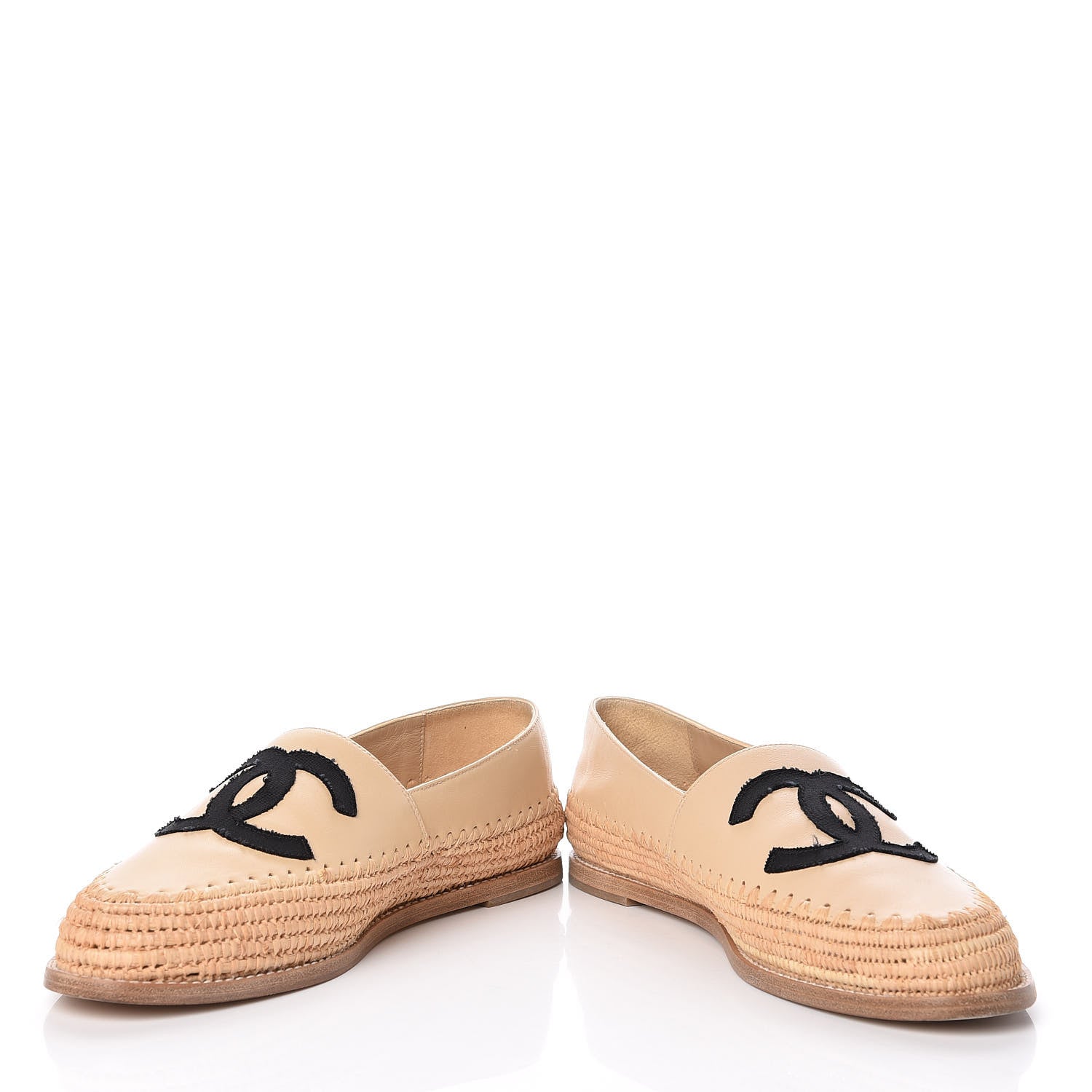 Chanel Lambskin Grosgrain CC Espadrilles 40 Ivory Black 5 of 14