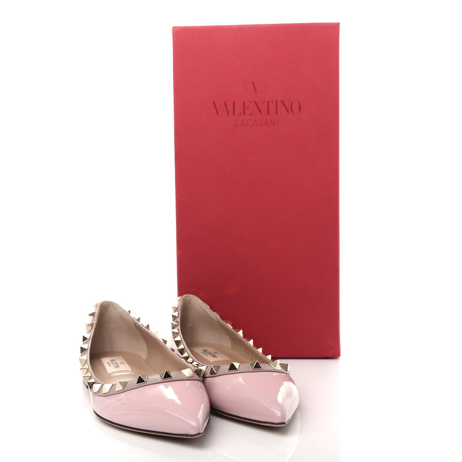 Valentino Garavani Patent Rockstud Ballerina Flats 35.5 Water Rose Poudre 11 of 11