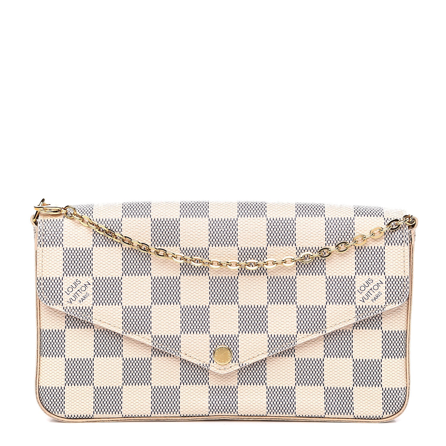 Louis Vuitton Damier Azur Pochette Felicie Chain Wallet Rose Ballerine 1 of 10