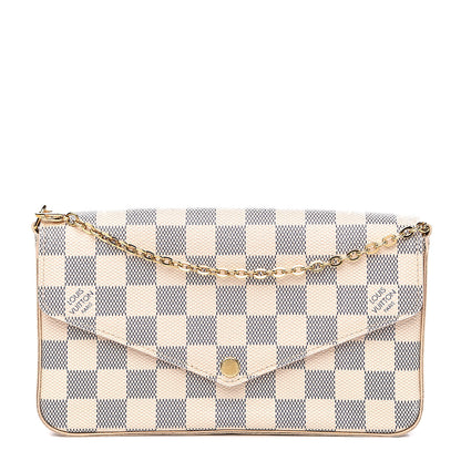 Louis Vuitton Damier Azur Pochette Felicie Chain Wallet Rose Ballerine 1 of 10