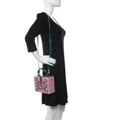 Dolce & Gabbana Plexiglass Crystal Embellished Lily Box Bag Pink Green 2 of 9