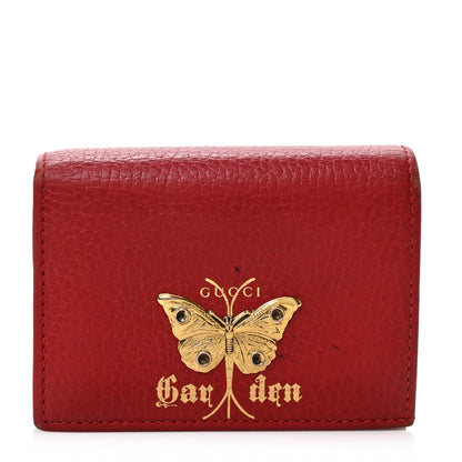 Gucci Calfskin Butterfly Garden Card Case Red 1 of 7