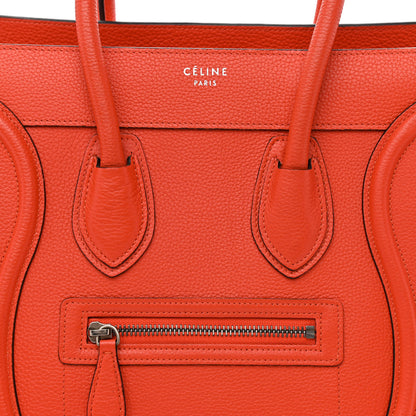 Celine Drummed Calfskin Micro Luggage Vermillion 8 of 11