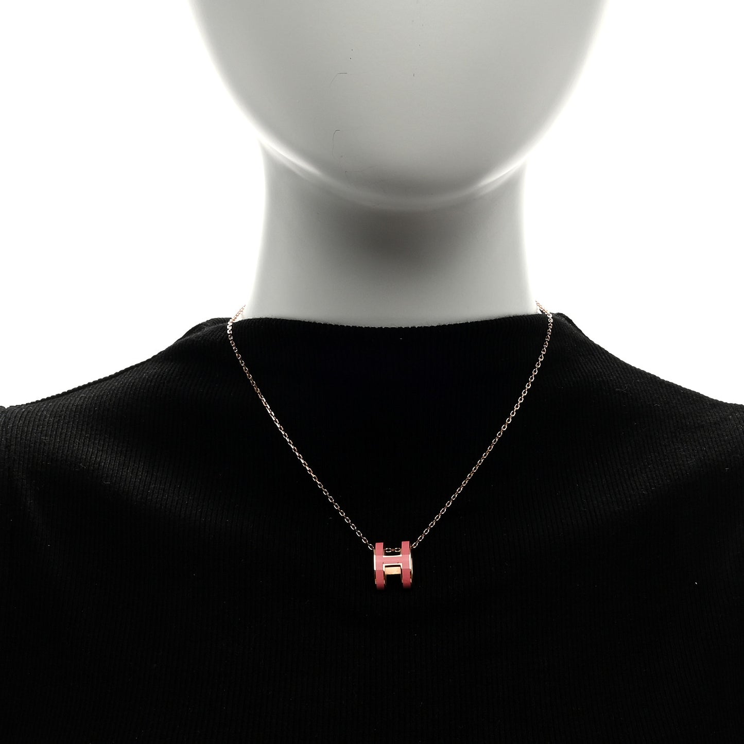 Lacquered Rose Gold Pop H Pendant Necklace Rose Azalee