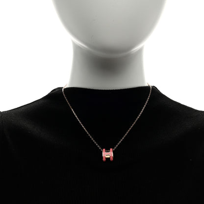 Hermes Lacquered Rose Gold Pop H Pendant Necklace Rose Azalee 3 of 5