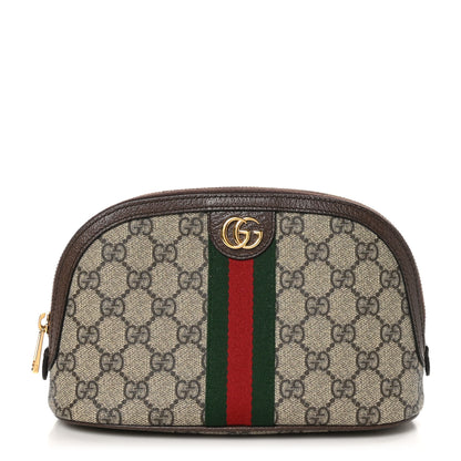 Gucci GG Supreme Monogram Textured Calfskin Web Large Ophidia Cosmetic Case Beige Ebony New Acero 1 of 11