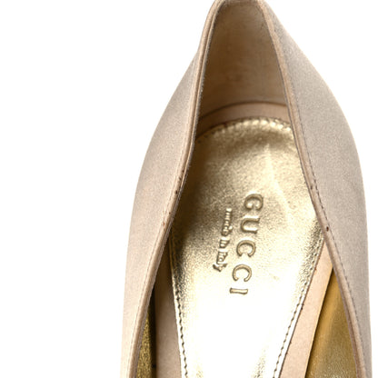Gucci Satin Crystal Peep Toe Pumps 8 Champagne 9 of 19