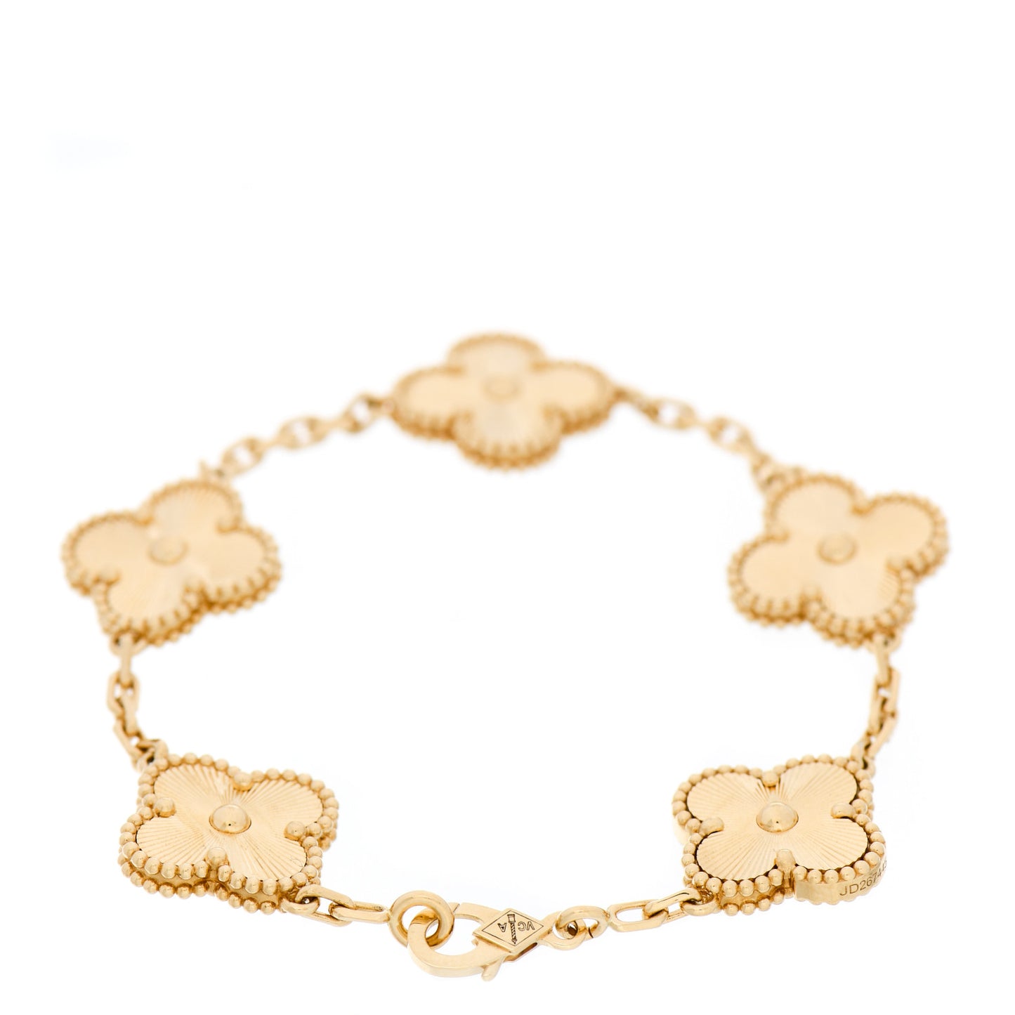 18K Yellow Gold 5 Motifs Guilloche Vintage Alhambra Bracelet