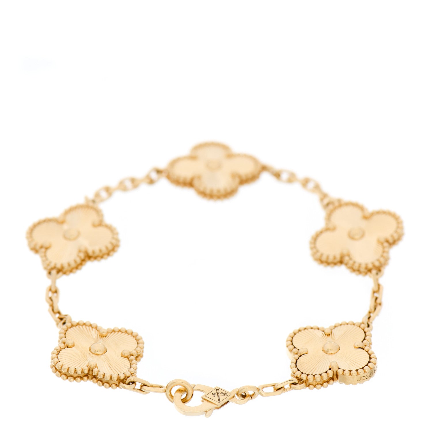 Van Cleef & Arpels 18K Yellow Gold 5 Motifs Guilloche Vintage Alhambra Bracelet 2 of 6
