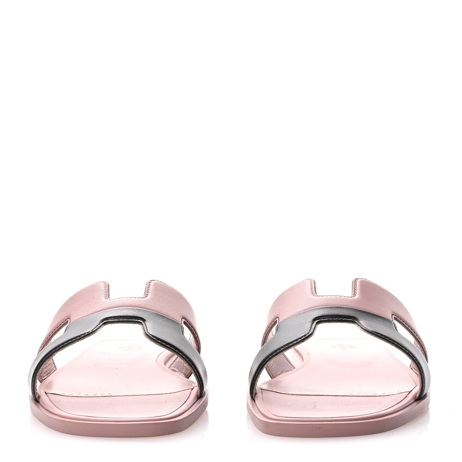 Hermes Box Calfskin Oran Sandals 38 Black Vieux Rose 3 of 10