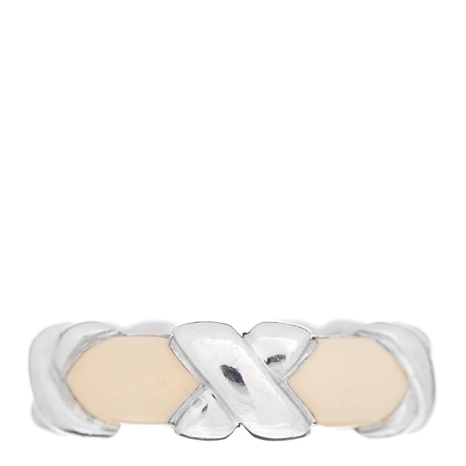 Tiffany Sterling Silver Enamel Signature X Ring White 51 5.75 3 of 4
