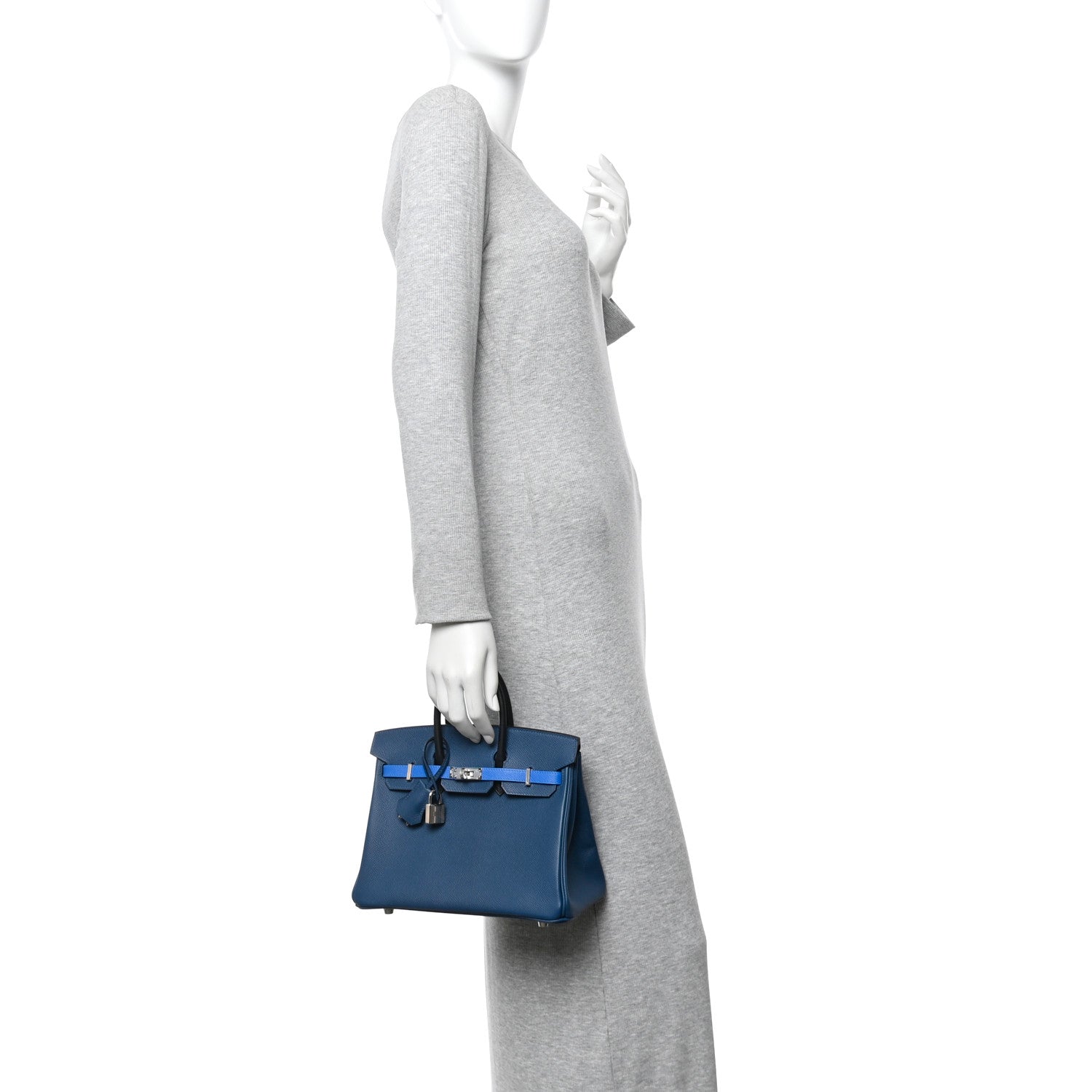 Hermes Epsom Tri-Color Birkin 25 Deep Bleu Bleu Hydra Black 2 of 13
