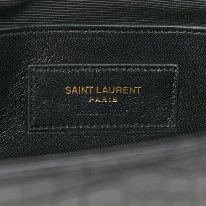Saint Laurent Calfskin Crocodile Embossed Classic Monogram Tassel Clutch Black 7 of 8