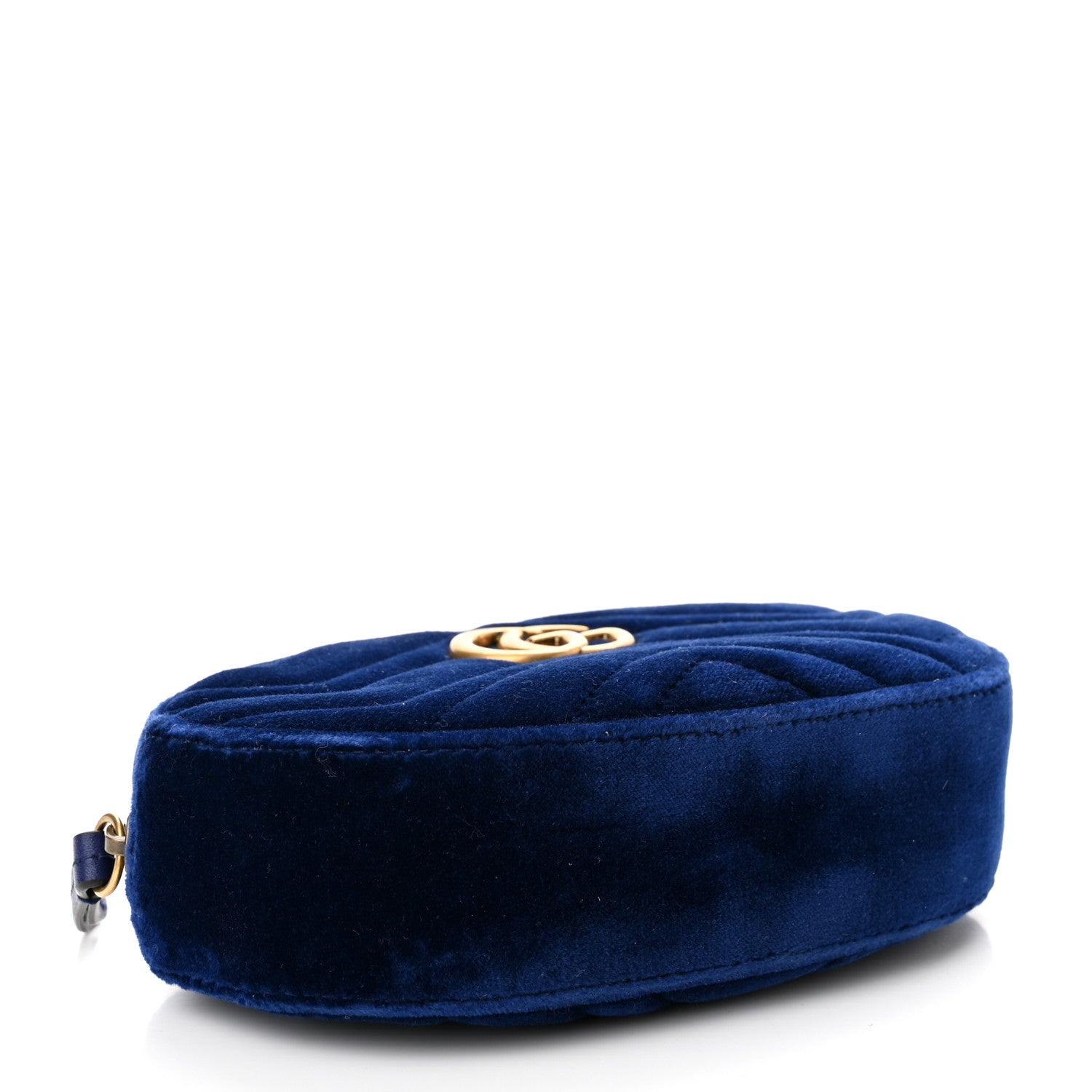 Gucci Velvet Matelasse GG Marmont Belt Bag 75 30 Cobalt Blue 4 of 11