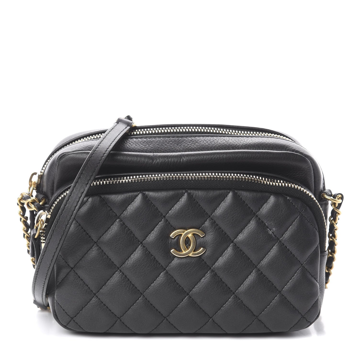 Chanel Calfskin Quilted Day Trips Camera Case Black 1 of 9
