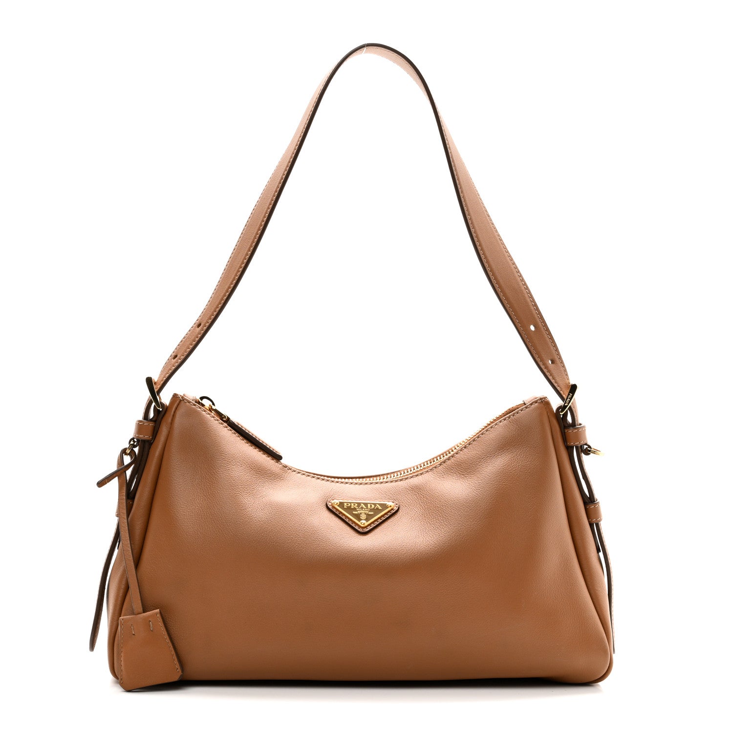 Prada Soft Calfskin Medium Aimee Shoulder Bag Caramel 1 of 9