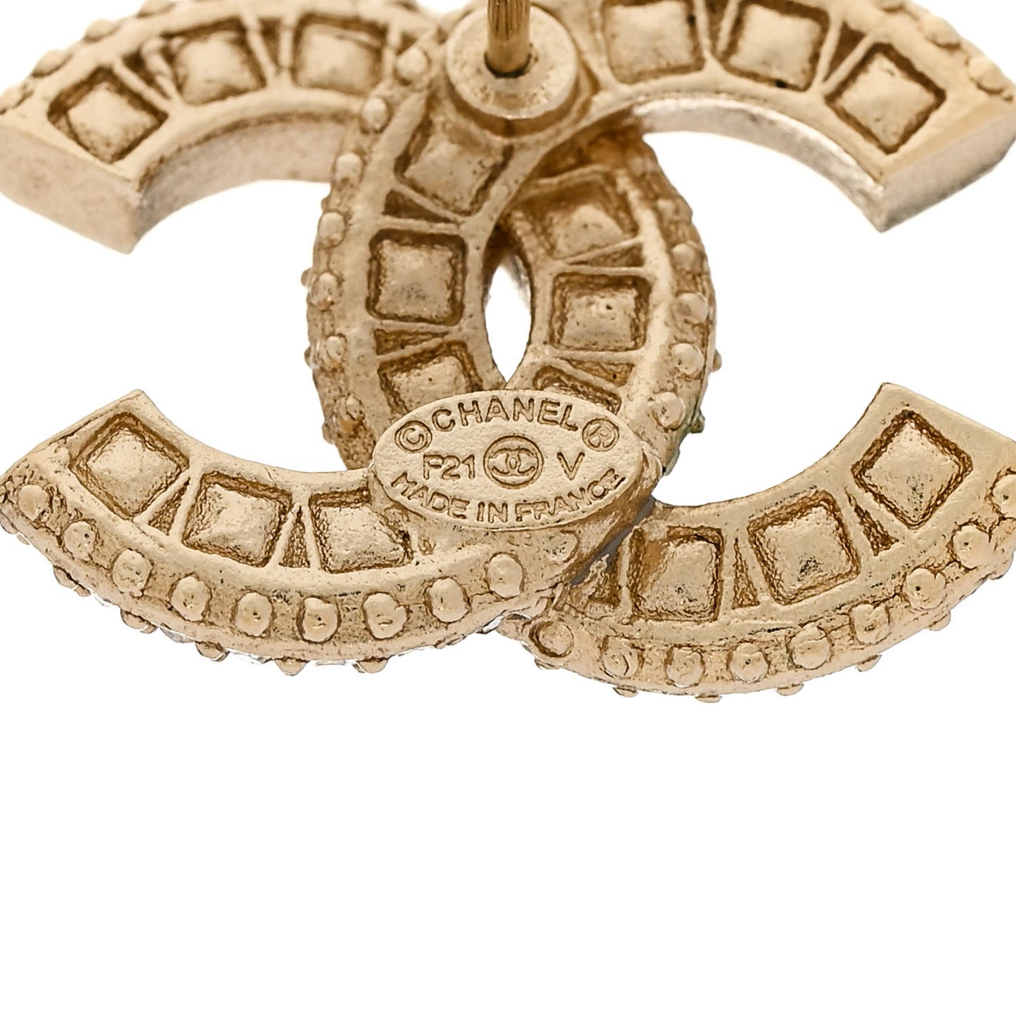 Crystal CC Earrings Light Gold