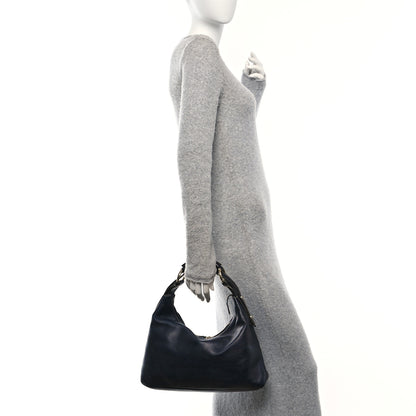 Gucci Calfskin Medium Horsebit Chain Hobo Navy 2 of 10