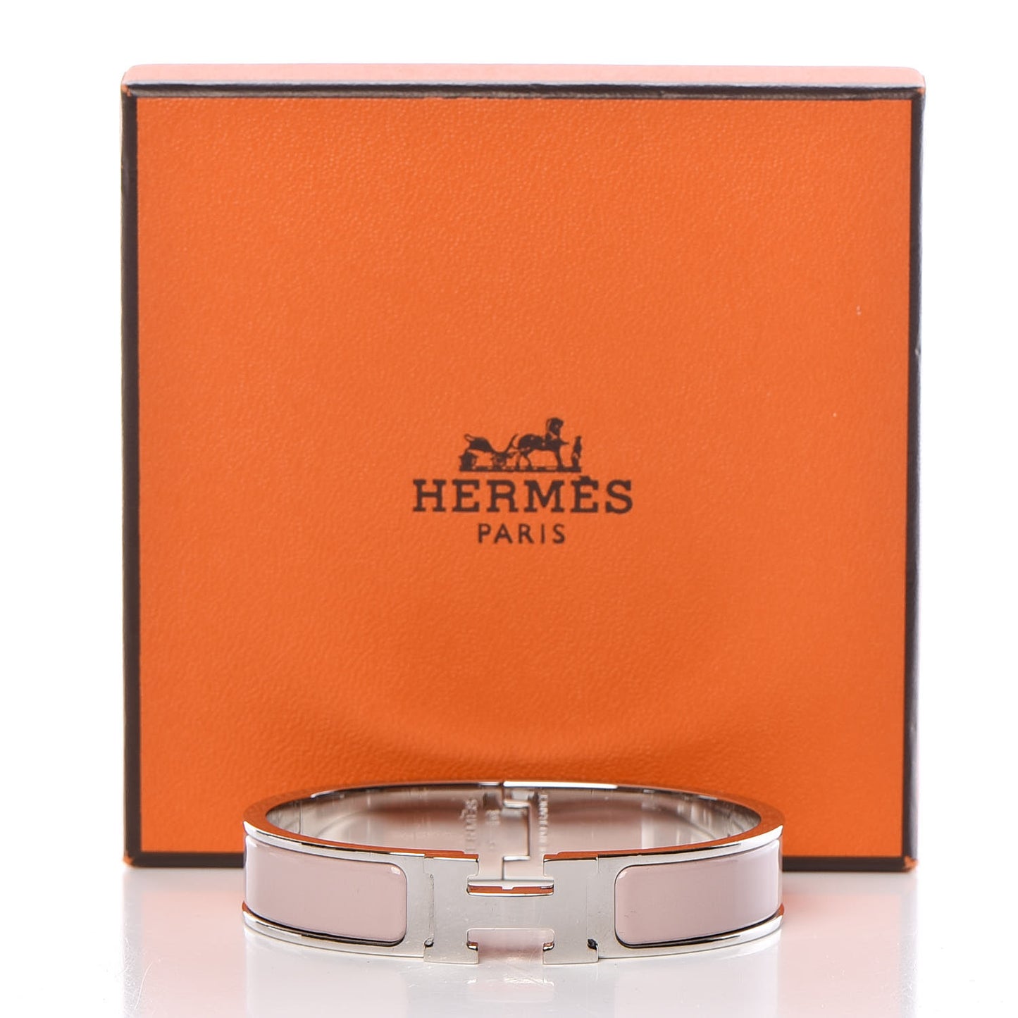 Enamel Narrow Clic Clac H Bracelet PM Rose Poudre