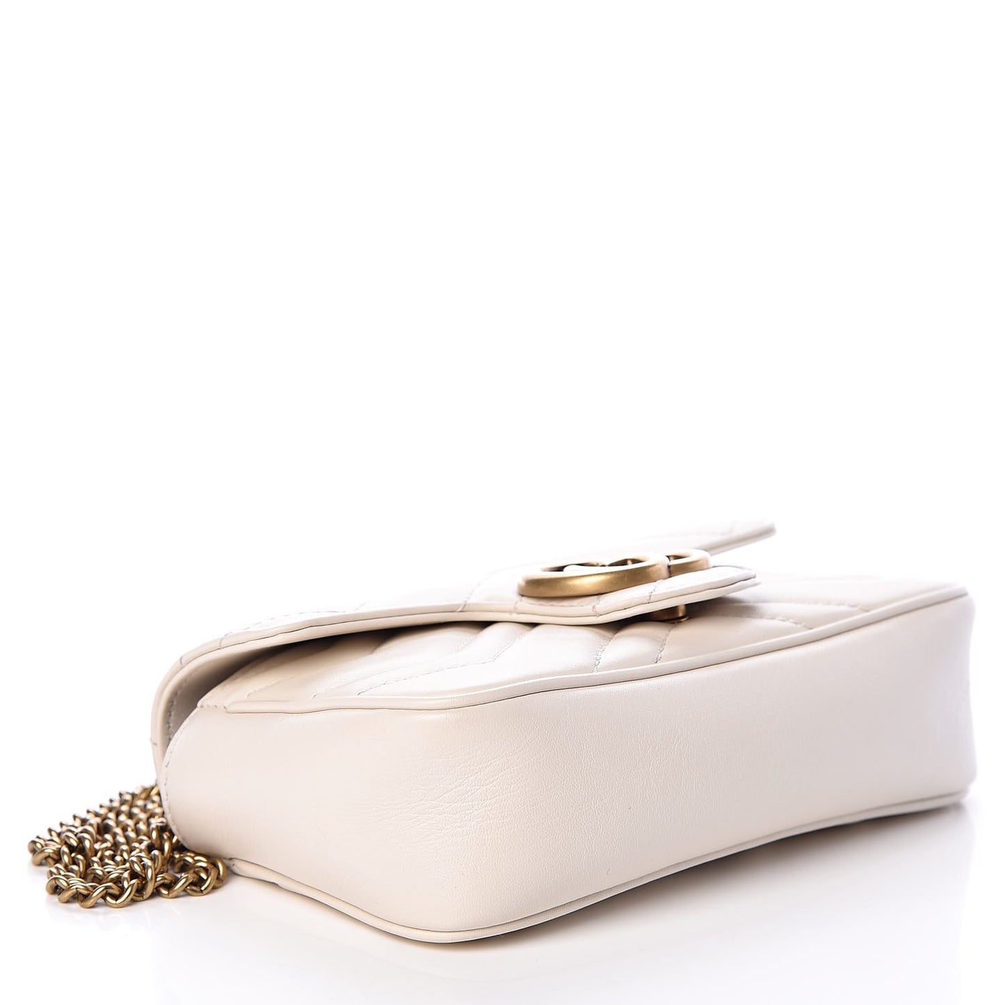 Calfskin Matelasse Super Mini GG Marmont Shoulder Bag White