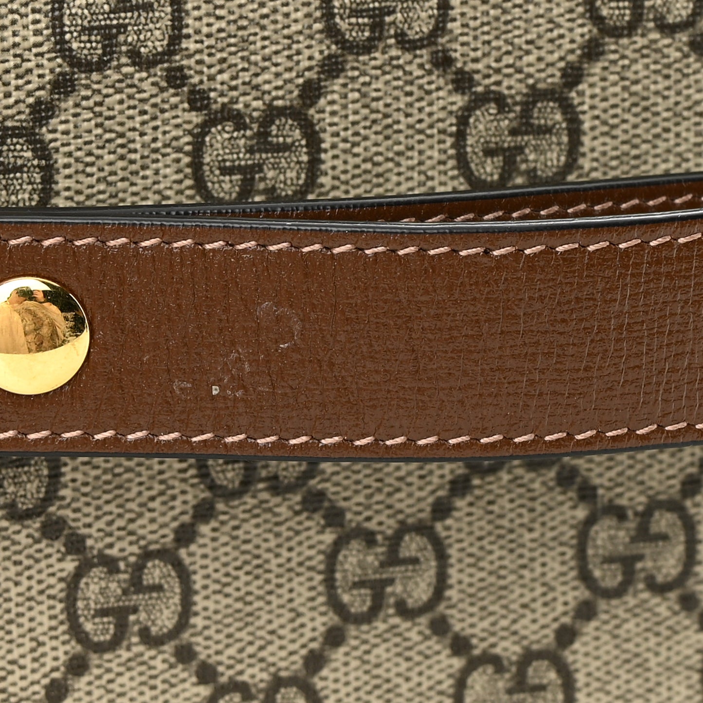 GG Supreme Monogram Horsebit 1955 Shoulder Bag Beige Brown Sugar