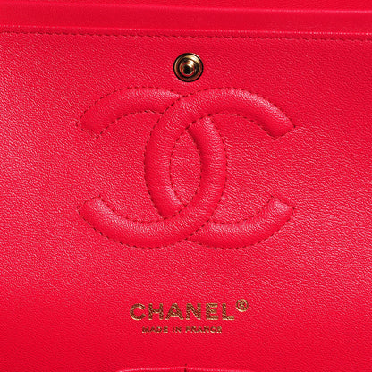 Chanel Lambskin Quilted Medium Double Flap Dark Pink 6 of 7