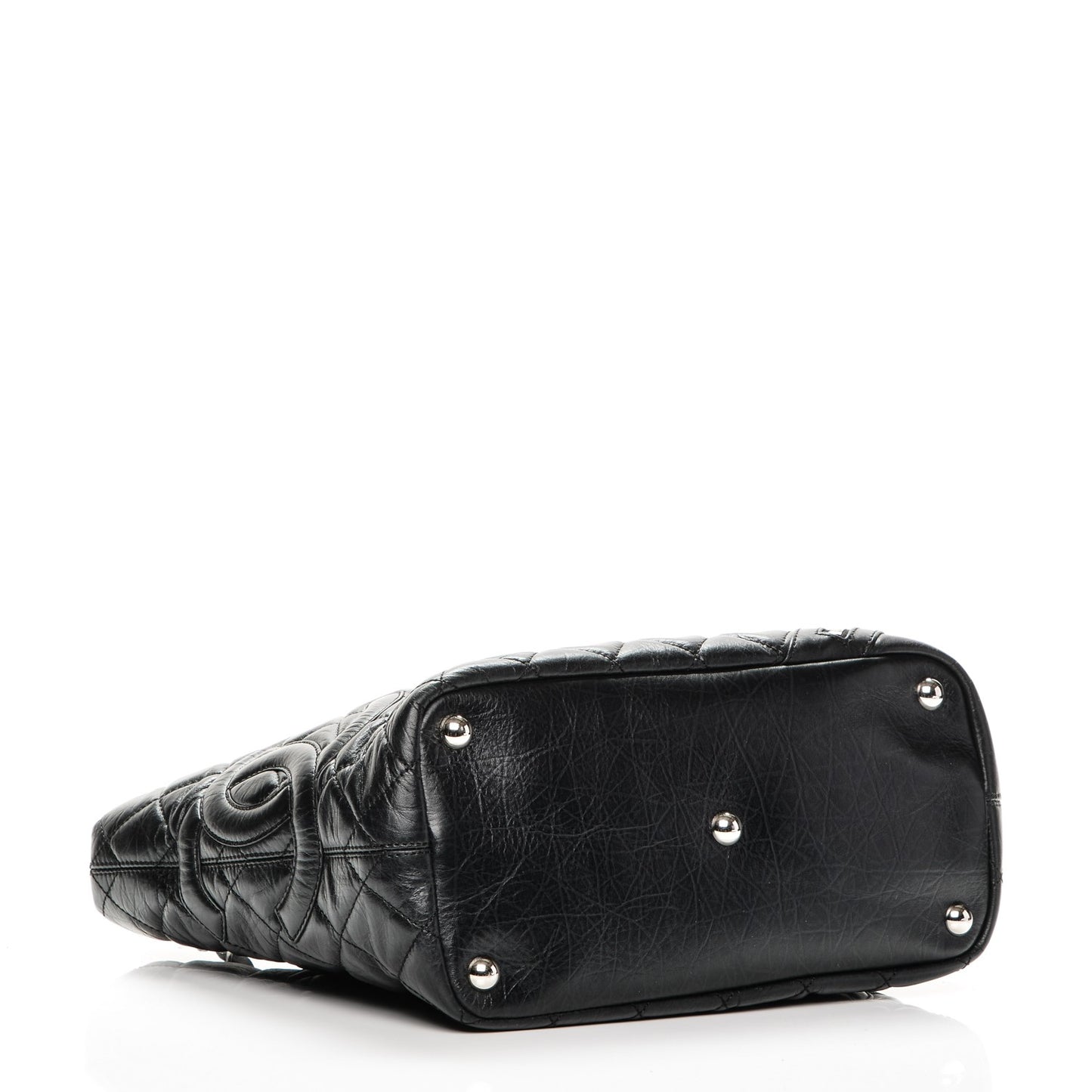 Aged Calfskin Quilted Large Cotton Club Tote Black