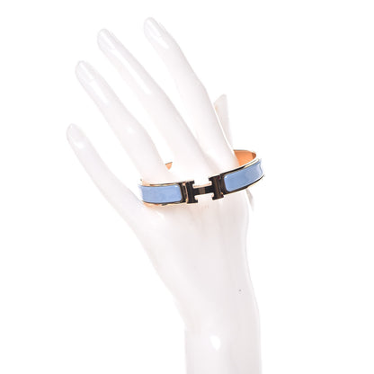 Hermes Enamel Narrow Clic Clac H Bracelet GM Bleu Lupin 2 of 6
