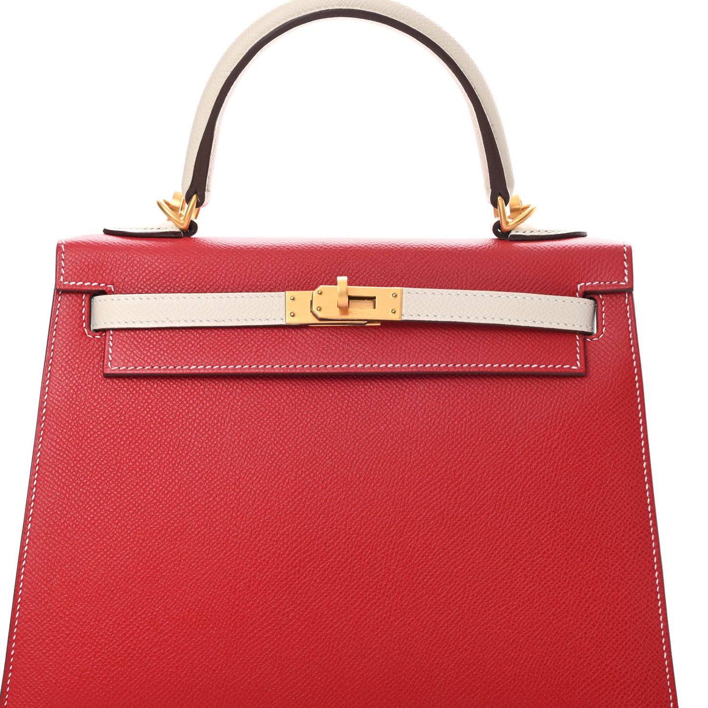 Epsom Bi-Color Horseshoe Kelly Sellier 25 Craie Rouge De Coeur