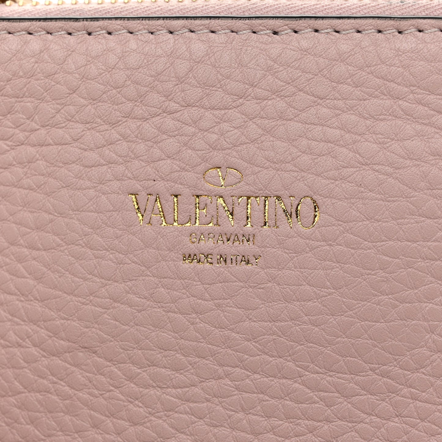 Grained Calfskin Small Rockstud Flip Lock Tote Black Rose Quartz