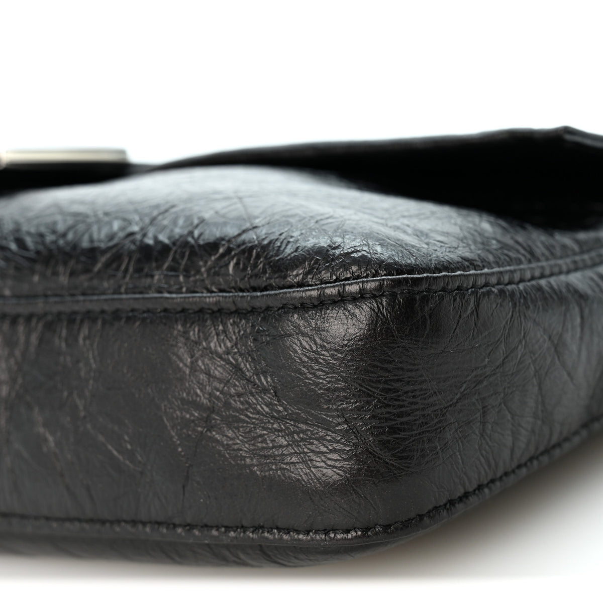 Fendi Crackled Calfskin Baguette 26424 Black 10 of 10
